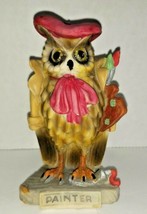 Vintage 1993 Anthropomorphic Owl Art Desk Décor Title &quot;Painter&quot; Paper Weight. - £27.64 GBP