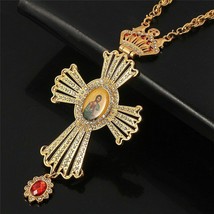 Pectoral Cross Metal Necklace Orthodox Russian Greek Crucifix Church Jewelry - £32.48 GBP