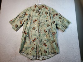 Natural Issue Shirt Mens Large Green Graphic Print Cotton Collar Button Down EUC - £15.85 GBP