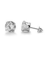 Stainless Steel CZ Stud Earrings 7mm - £12.17 GBP