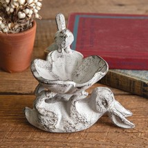 Cast Iron Bunny Bird Feeder Dish - Country Farmhouse Tabletop - Candle Candy - £32.30 GBP