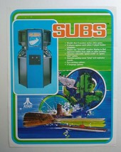 Subs Arcade FLYER Original 1979 Classic Retro Video Game Vintage Promo A... - $22.33