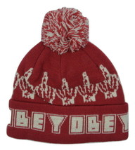 OBEY Clothing &quot;Bird&quot; Knit Pom Pom Winter Beanie Red Hat One Size Fits Most - £16.30 GBP