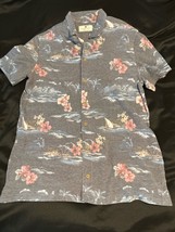 Denim &amp; Flower Ricky Singh Men’s Hawaiian Shirt Gray Floral Sz M Short S... - $21.95