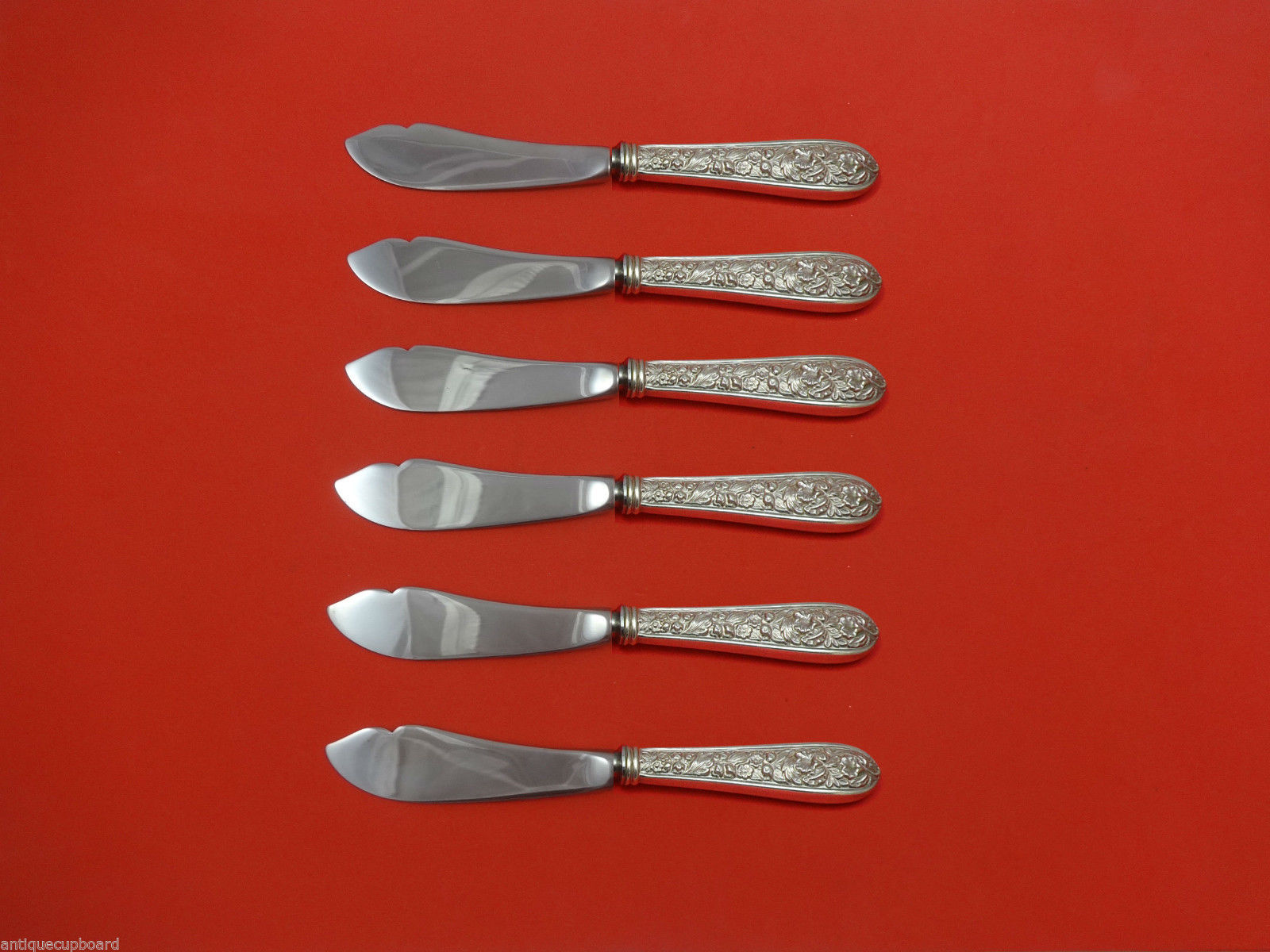 Primary image for Corsage by Stieff Sterling Silver Trout Knife Set 6pc 7 1/2" HHWS Custom Made