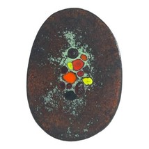 Enamel On Copper Picasso Abstract Vintage Oval Multicolor Pendant 2” Art... - £29.85 GBP