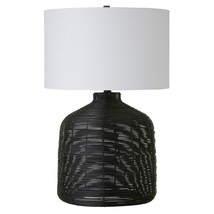 27&quot; Black Rattan Table Lamp With White Drum Shade - $248.44