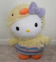 Hello Kitty Door Greeter Yellow Chick Duck Easter Egg Plush 20&quot; Gemmy Sanrio - $54.40