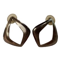 Geometric Metal Drop Dangle Earring Pair Jewelry Costume Brushed Silver Pierced - £7.32 GBP