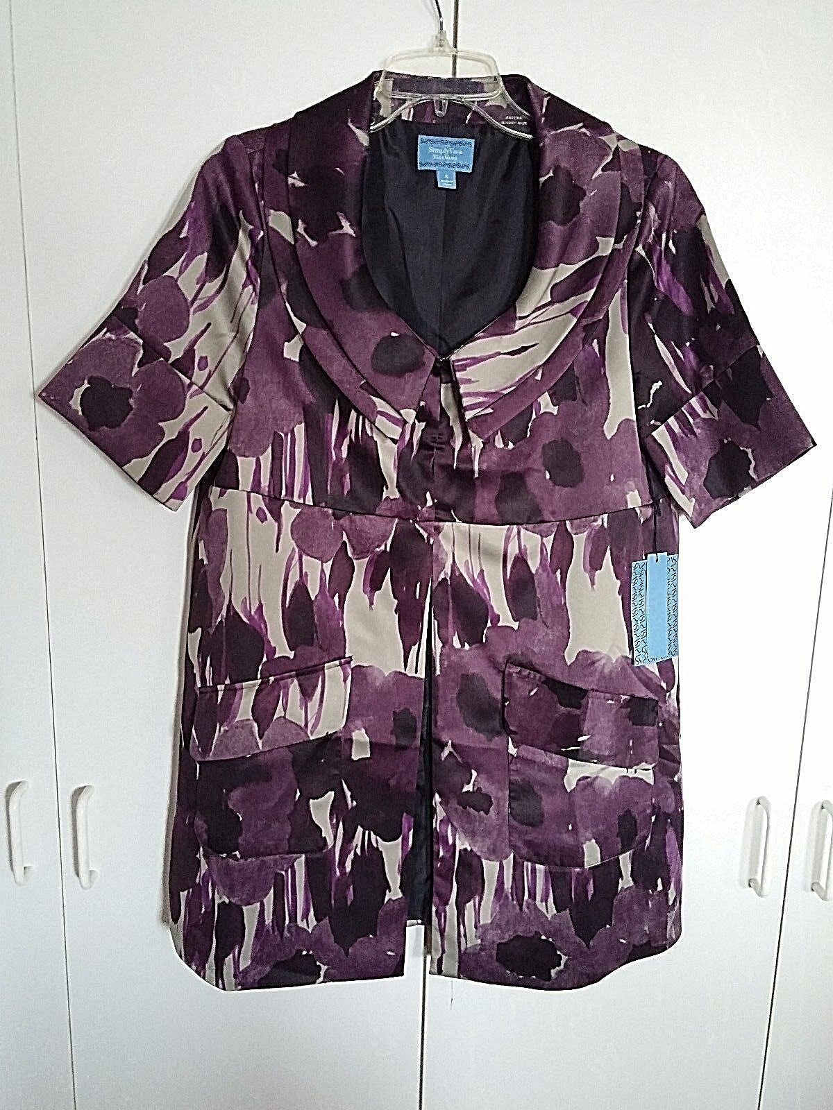 SIMPLY VERA LADIES 3/4-SLEEVE TONAL PURPLE LONG JACKET/COAT-NWT-10-DOUBL... - $8.59