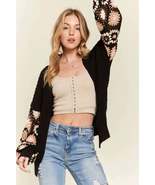 ADORA Multi Color Sleeve Crochet Cardigan - $102.43 CAD