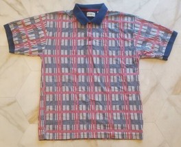Vintage 90s St John&#39;s Bay Polo Shirt Geometric Pattern Men&#39;s Large USA Made - £19.28 GBP