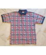 Vintage 90s St John&#39;s Bay Polo Shirt Geometric Pattern Men&#39;s Large USA Made - £19.39 GBP