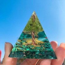 Orgonite Pyramid Amethyst Peridot Healing Crystal Energy Orgone EMF Protection - £10.94 GBP