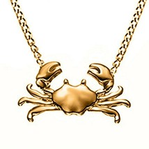 14K Yellow Gold Plated Mini Cute Animal Maryland Crab Pendant 18&quot; Chain Necklace - £73.87 GBP