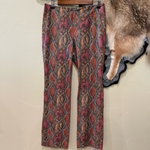 Cache Front Zip Flat Front Snake Skin Print Multi Colored Pants Red Brown Black - £18.09 GBP
