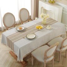 Table Cloth Rectangle Table Rustic Waterproof Tablecloth Cotton Linen Wrinkle Fr - £32.15 GBP