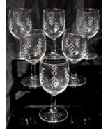 Vintage JAVIT Wine Glass Pattern 190-2 ETCHED CHEVRONS Criss Cross - Set... - €30,99 EUR
