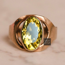 Handmade Ring, November Birthstone, Citrine Ring Men, Christmas Gift, Jewellery - £95.56 GBP