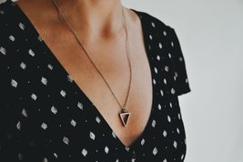 Silver triangle necklace for women, stainless steel chain necklace - $21.00