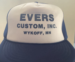 Evers  Custom Inc. Adjustable Snap Back Hat Cap Trucker Style - Wycoff Minnesota - £17.38 GBP
