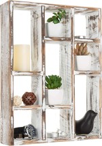 Mygift Curio Shelves, A 9-Compartment Vintage Whitewashed Wooden Freestanding - £34.74 GBP