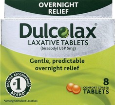 Dulcolax Laxative Tablets (8 Count), Reliable Overnight Relief.. - £15.81 GBP