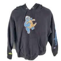 Champion X Sesame Street Cookie Monster Hoodie Size M Reverse Weave Black - £55.34 GBP