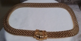 Gold Plated Choker - Mesh Chain MAGNETIC Front Lock Clasp - £25.69 GBP