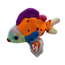 Ty Beanie Baby LIPS the Fish Color Block Tie Dye 1999 Colorful Traveling Friends - $8.52