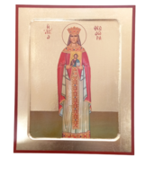 12&quot; Saint Theodora Golden Leafing &amp; Hand-painted Details Sunken Wood Ico... - £34.14 GBP