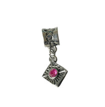 Pink Rhinestone Diamond Dangle Charm European Bead Big Hole Jewelry Maki... - $2.99