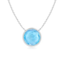 ANGARA Natural Swiss Blue Topaz Solitaire Necklace in Silver for Women (5mm) - £127.00 GBP