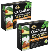 Natural Black Soap w/Avocado &amp; Argan Oil - Moisturizing, Exfoliating, 2pks, 4 oz - £12.06 GBP