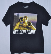 Star Wars Boys Black T-Shirt Accident Prone C3PO Short Sleeve Shirt M - £8.96 GBP