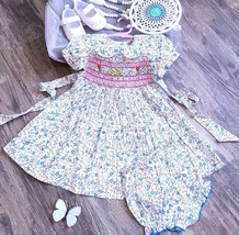 Floral Hand-Smocked Embroidered Baby Gir Dress. Toddler Girls Easter Dress. - £30.89 GBP