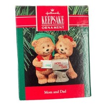 1990 Hallmark Handcrafted Keepsake Christmas Ornament Mom and Dad Bears QX4593 - £5.42 GBP