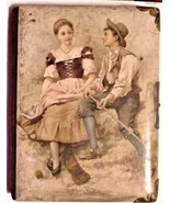 Antique Celluloid Cabinet Photo Album Men Women &amp; Baby Photos - £284.15 GBP