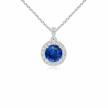 ANGARA Sapphire Dangle Pendant with Diamond in 14K Gold (Grade-AAA, Size-4) - £553.91 GBP