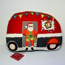 Christmas Throw Pillow Lumberjack Santa Dressed In Orange Camper World Market - $49.50