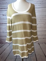 Tommy Bahama Knit Top  XL Extra Large Beige Striped Long Sleeve Swim cov... - $29.04