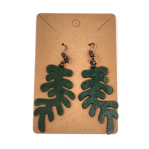 Algae Leaf Dangle Earring • French Hook • All-Natural Materials • Eco Homemade - £7.94 GBP