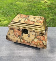 Vintage Leather World Map Wooden Handled Footed Storage Trunk Chest Box ... - $2,562.44 MXN