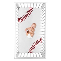 Sweet Jojo Designs Baseball Boy Fitted Crib Sheet Baby or Toddler Bed Nu... - £31.96 GBP