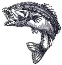 Nature&#39;s Bounty Beautiful Custom Fish Sketch[Spotted Bass Fish ] Embroidered Iro - £8.25 GBP