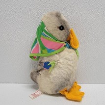 Vintage Clare Creations Plush Gray White Goose Duck Bonnet Flowers Bells In Feet - £116.73 GBP