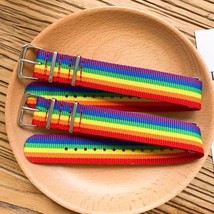 Nylon Rainbow Lesbians Gays Bisexuals Transgender Bracelets for Women Girls Prid - £10.07 GBP
