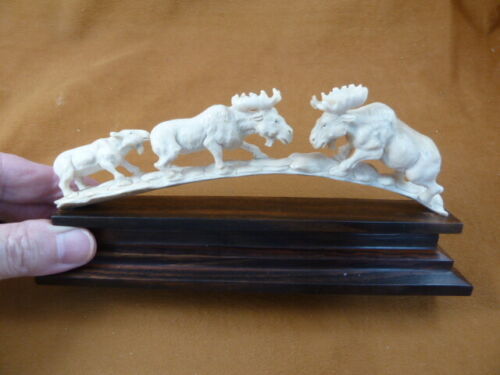 moose-36 white Moose Elk bull duel of shed ANTLER figurine Bali detailed... - $114.30