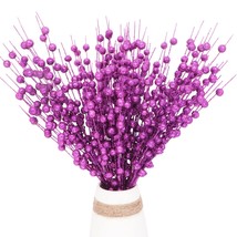 10Pcs Artificial Glitter Berry Stems 15.7 Inches Christmas Tree Picks Sprays Orn - £15.16 GBP