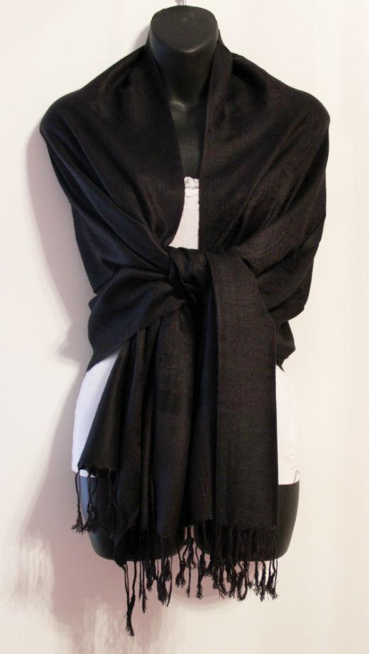 Primary image for Black 5Pc Pashmina Cashmere Paisley Shawl/Wrap/Scarf/Stole